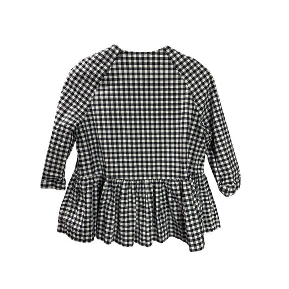 Victoria Beckham For Target Gingham Checkered Peplum Top M Black White - Picture 2 of 5